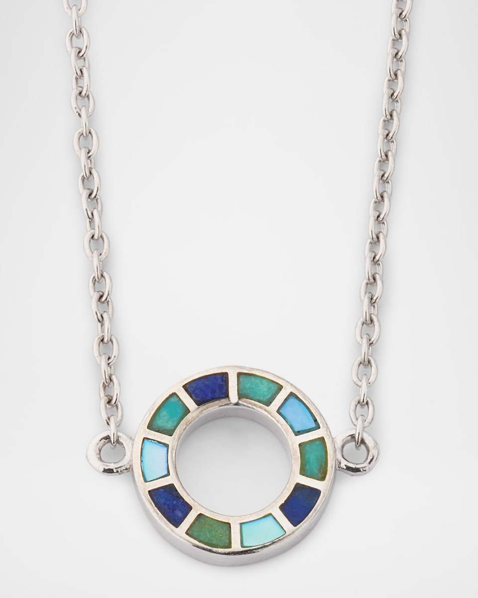 Lapis, Blue MOP and Turquoise Dash Circle Single Station Necklace